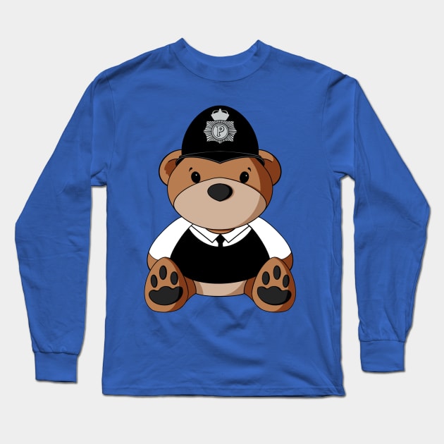 British Bobby Teddy Bear Long Sleeve T-Shirt by Alisha Ober Designs